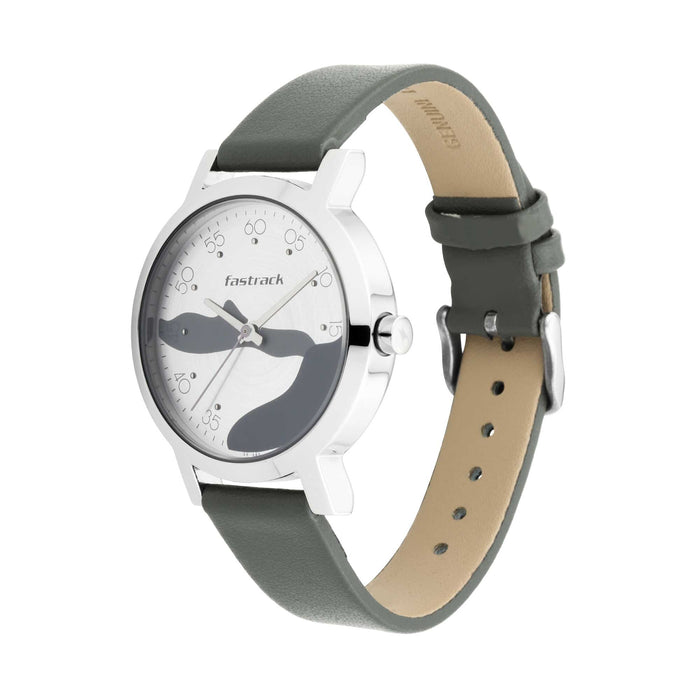Silver Dial Leather Strap Watch 6222SL02