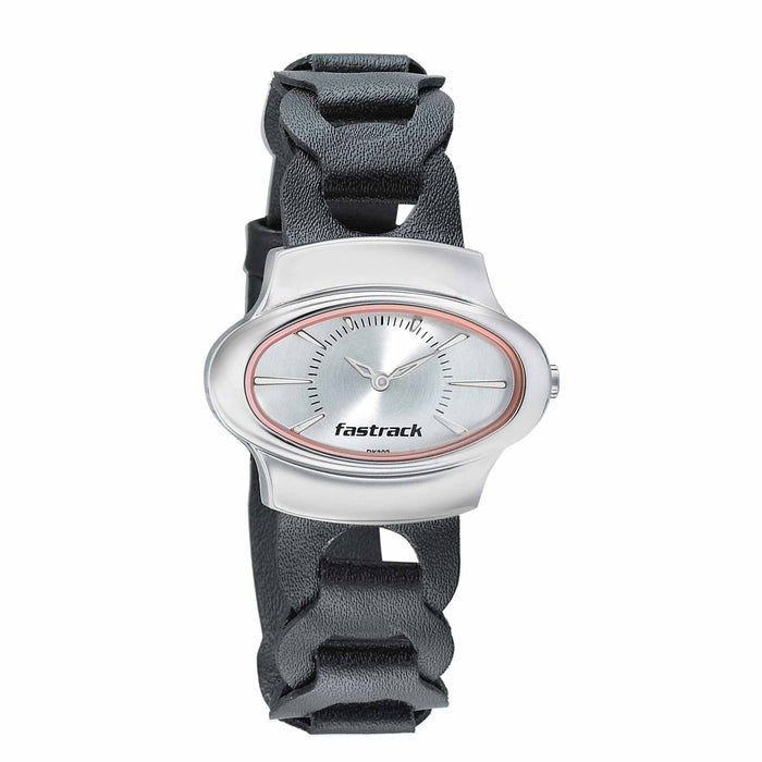 Silver Dial Leather Strap Watch