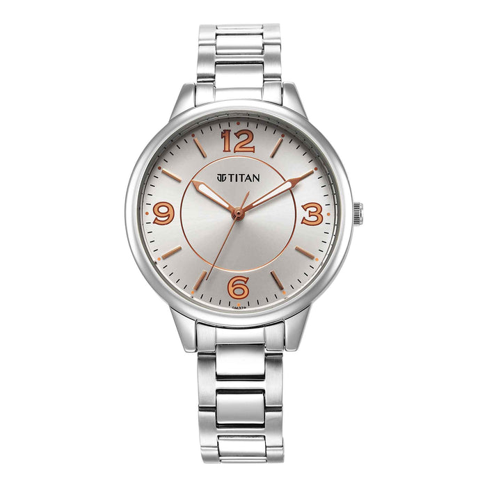 Silver White Dial Leather Strap Watch, bracelet