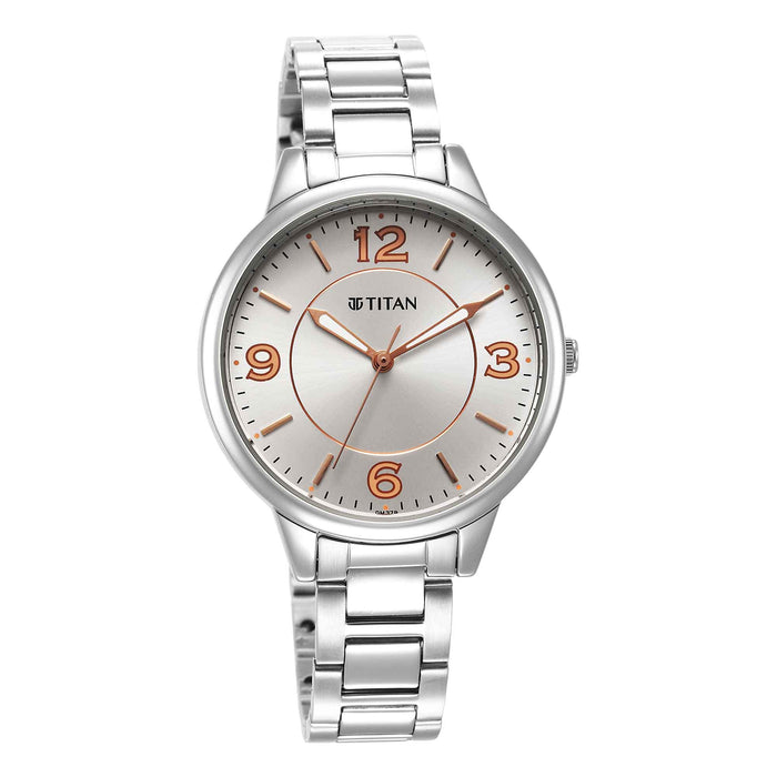 Silver White Dial Leather Strap Watch, bracelet