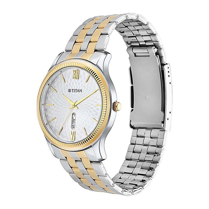 Silver White Dial Metal Strap Watch 1824BM02