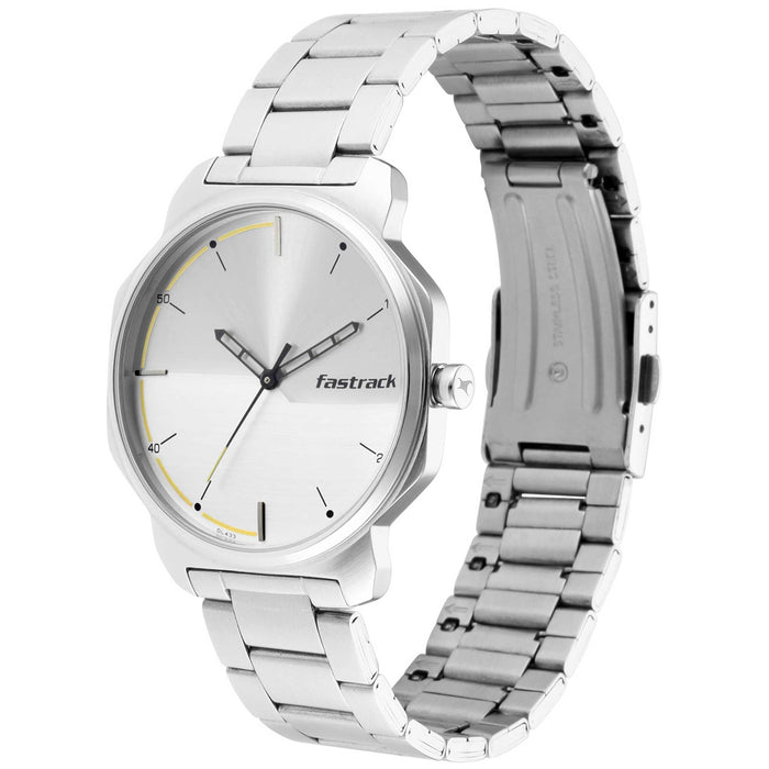 Stunner in Silver Dial & Metal Strap, Silver, bracelet
