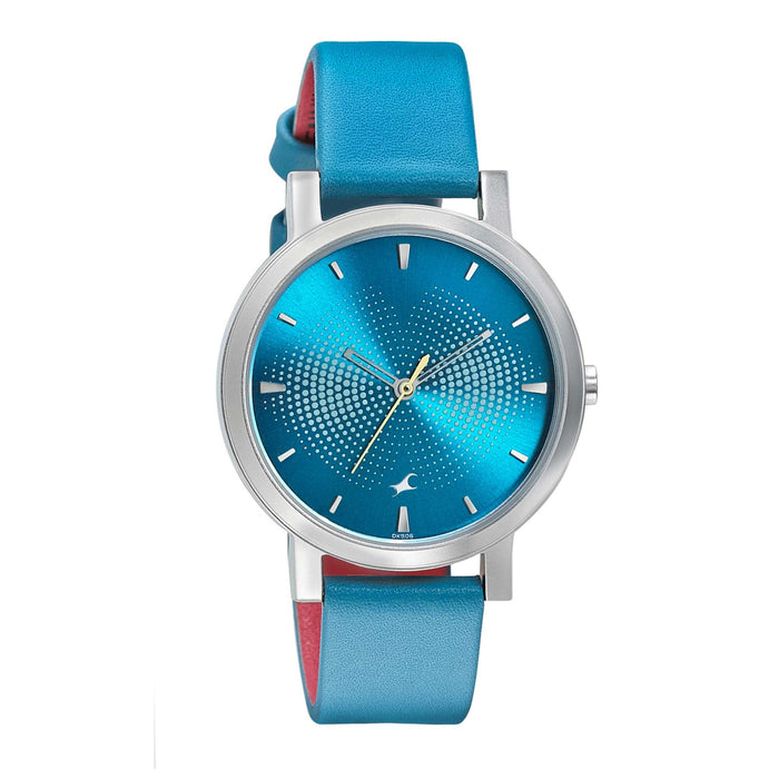 Sunburn Watch - Aqua Blue Dial with Leather Strap