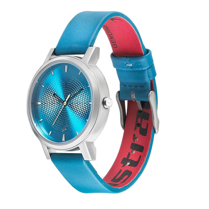Sunburn Watch - Aqua Blue Dial with Leather Strap
