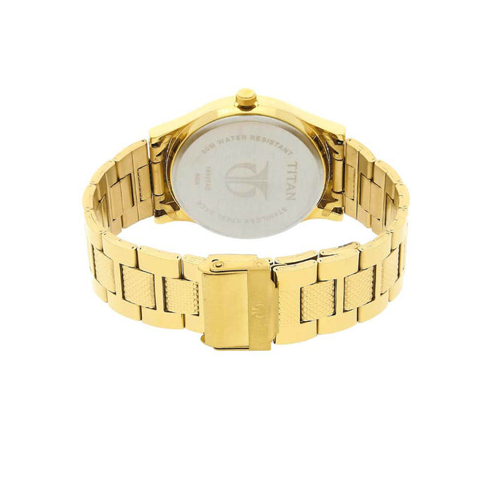 Titan 1650YM06 Stainless Steel Band Round Analog Watch for Men - Gold, bracelet