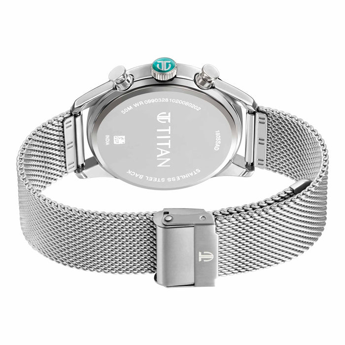 TITAN 1805SM04 Watch for Men Analog White Stainless Steel Band