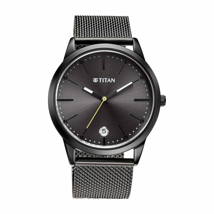 TITAN 1806QM01 Watch for Men Analog Anthracite Stainless Steel Band