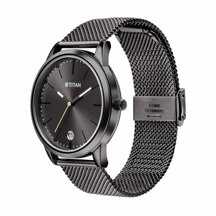 TITAN 1806QM01 Watch for Men Analog Anthracite Stainless Steel Band