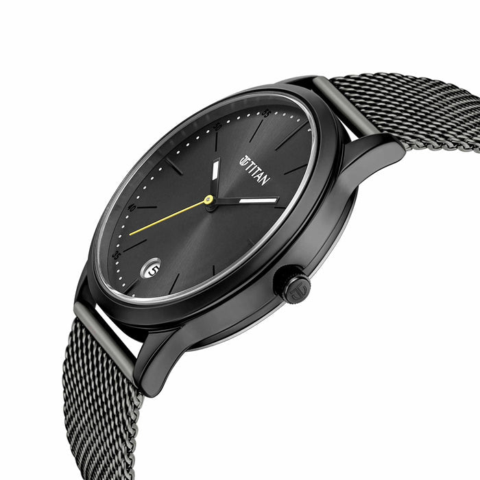 TITAN 1806QM01 Watch for Men Analog Anthracite Stainless Steel Band