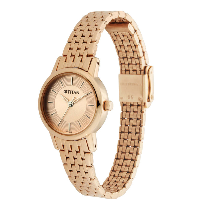 TITAN 2593WM02 Watch for Women Analog Rose Gold Metal Band