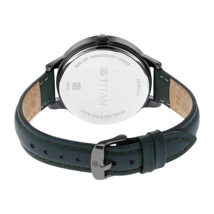 TITAN 2648QL01 Watch for Women Analog Green Leather Band, Green
