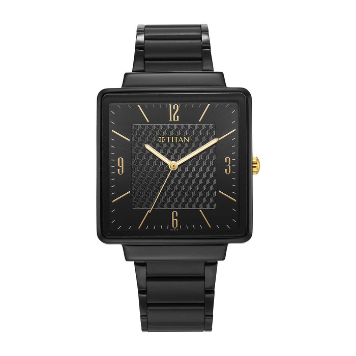 Titan Analog Black Dial Men's Casual Watch, Black Plating