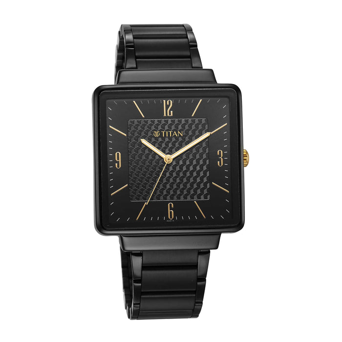Titan Analog Black Dial Men's Casual Watch, Black Plating