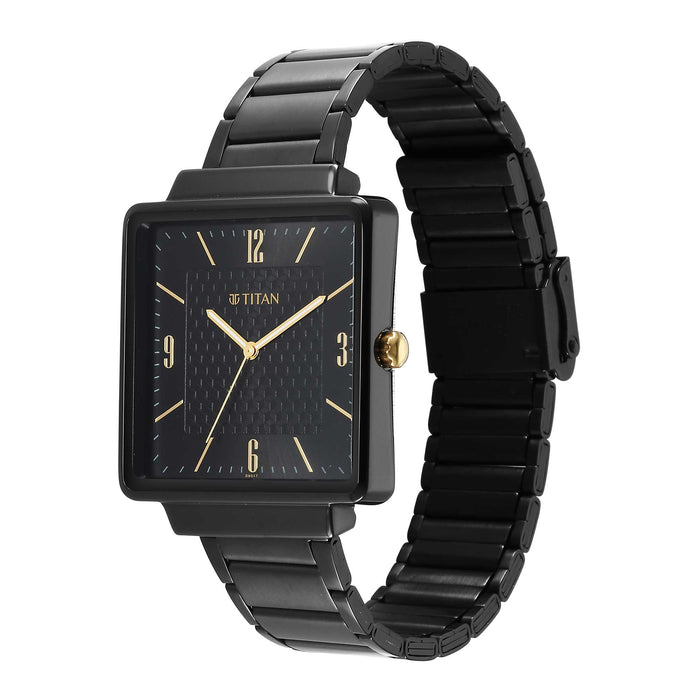 Titan Analog Black Dial Men's Casual Watch, Black Plating