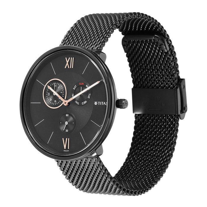 Titan Analog Black Dial Men's Watch-1877NM01, Black Plating