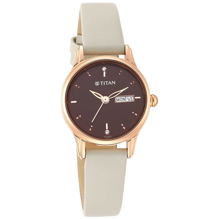 Titan Analog Brown Dial Women's Watch-2656WL01, Brown, strap
