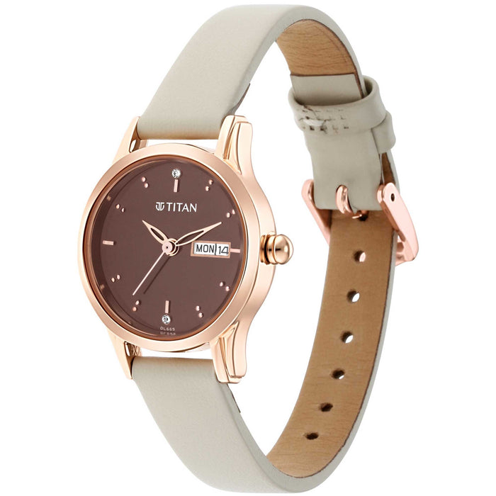 Titan Analog Brown Dial Women's Watch-2656WL01, Brown, strap