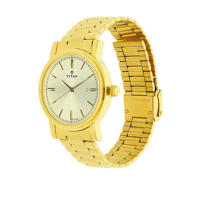 Titan Analog Gold Dial Men's Watch-NL1712YM03/NR1712YM03, Golden, free size, Analog Watch