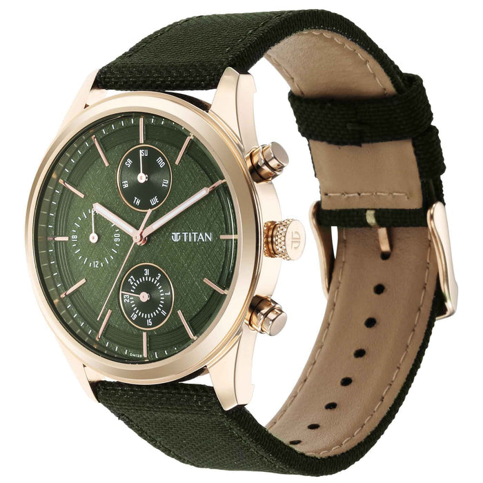 Titan Analog Green Dial Men's Watch-1805WP01/NR1805WP01 Fabric, Green Strap, Green Strap