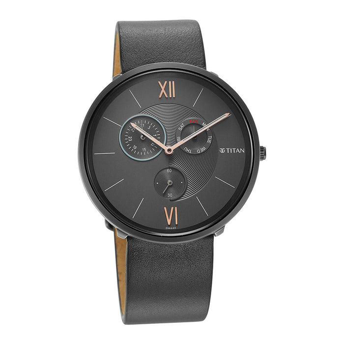 Titan Analog Grey Dial Men's Watch-1877QL01, Black Colour