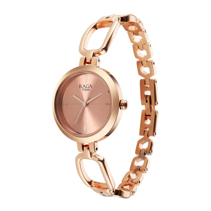 Titan Analog Rose Gold Dial Women's Casual Watch, Rose Gold Plating