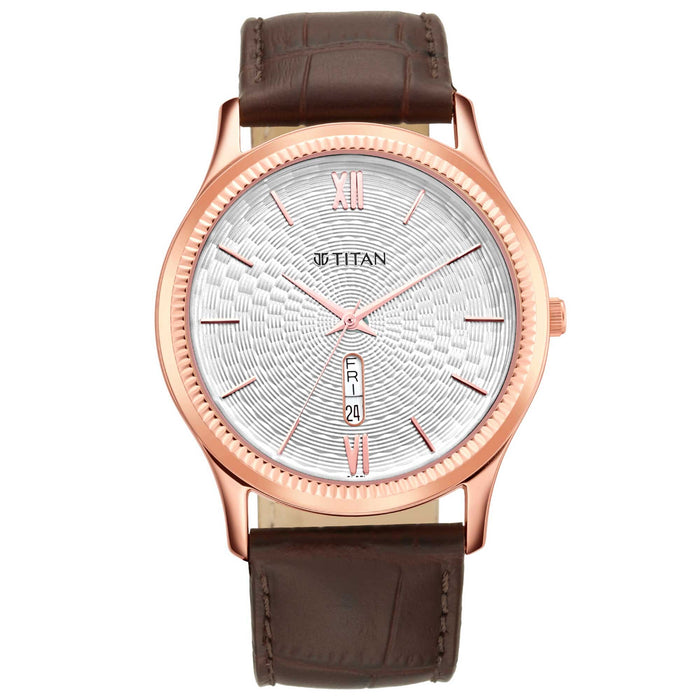 Titan Analog Silver Dial Men's Watch-1824WL02, Silver, strap, Silver, strap