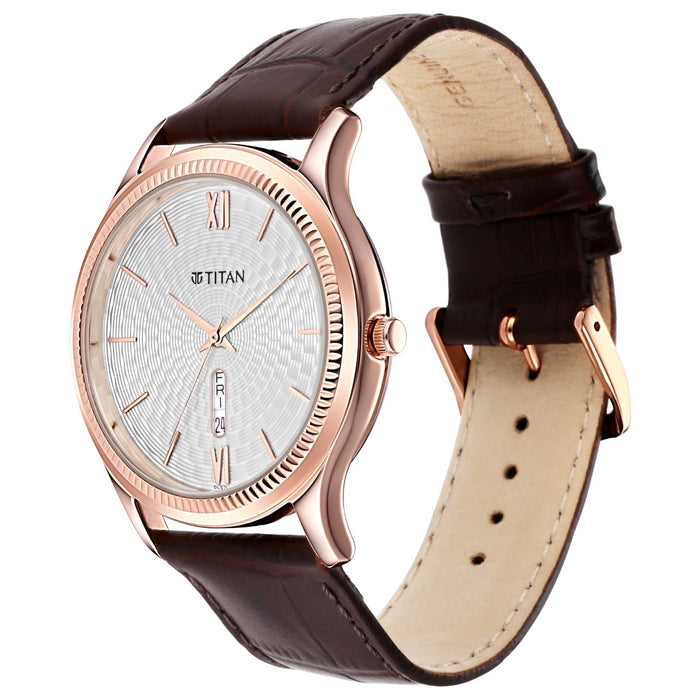 Titan Analog Silver Dial Men's Watch-1824WL02, Silver, strap, Silver, strap