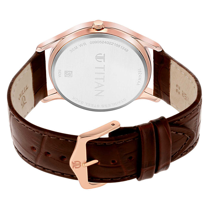 Titan Analog Silver Dial Men's Watch-1824WL02, Silver, strap, Silver, strap