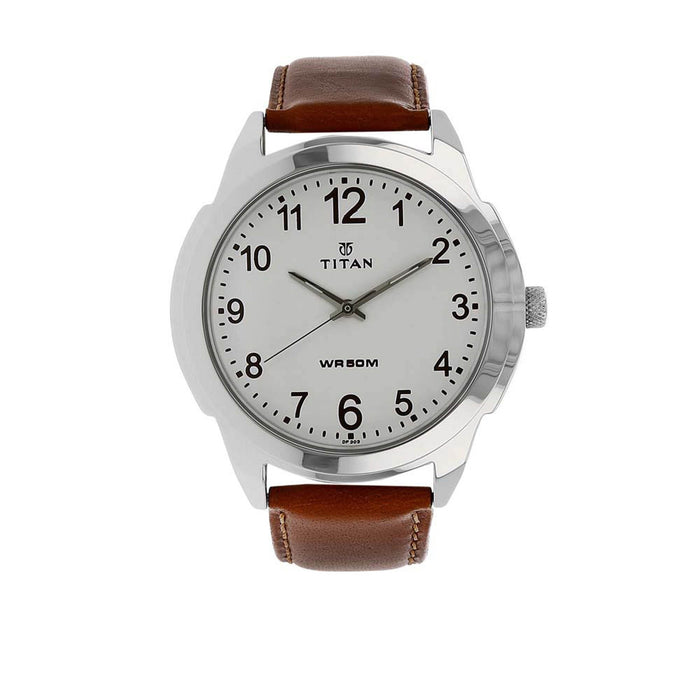 Titan Analog White Dial Men's Watch - 1585SL07
