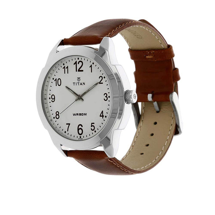Titan Analog White Dial Men's Watch - 1585SL07