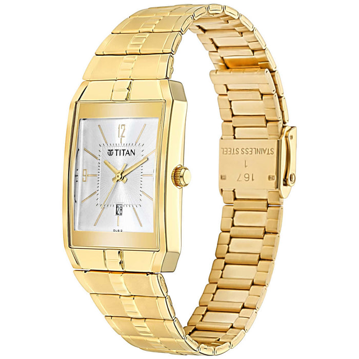 Titan Analog White Dial Men's Watch - 9151YM06, White
