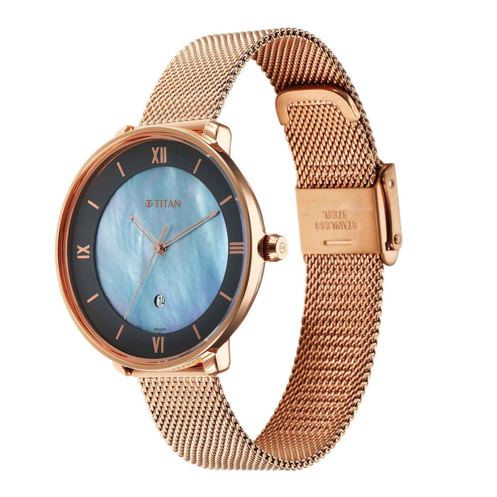 Titan Analog Women Casual Watch, Rose Gold Plating
