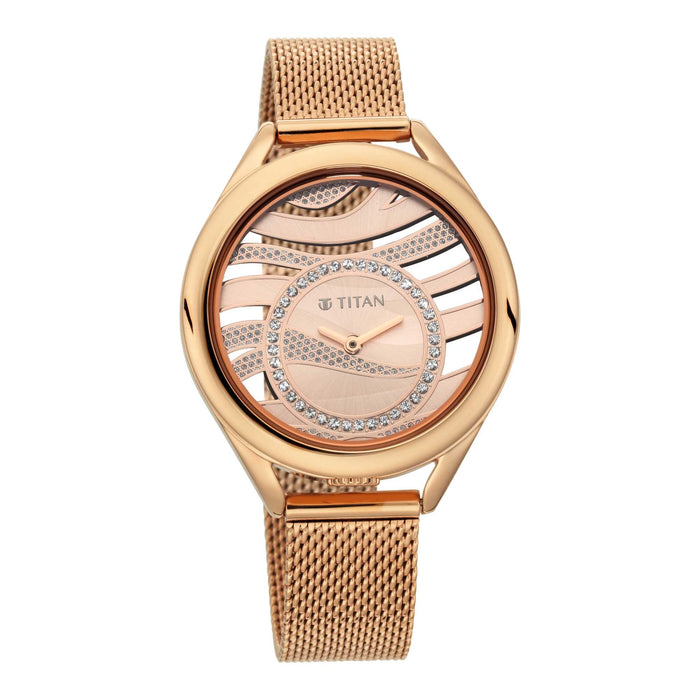 Titan Animalia Quartz Analog Stainless Steel Strap Watch for Women