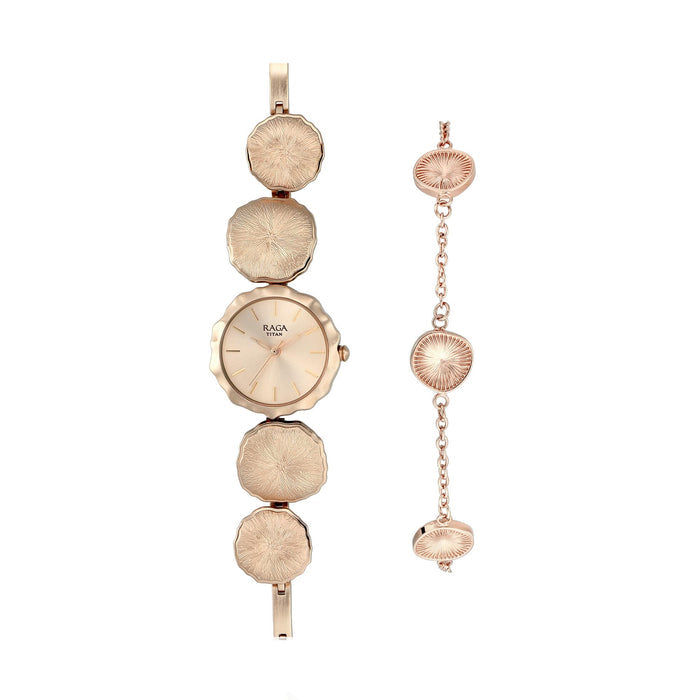 Titan Aster by Raga I Am Rose Gold Dial Analog Watch for Women 95096WM01
