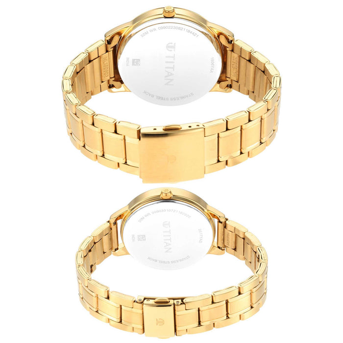 Titan Bandhan Grey Dial Golden Stainless Steel Strap Watch 18062617YM01