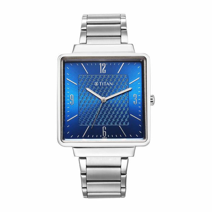 Titan blue dial stainless steel watch for man 10005SM01