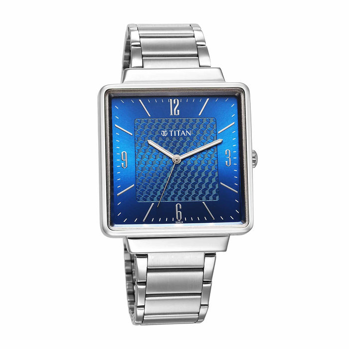 Titan blue dial stainless steel watch for man 10005SM01
