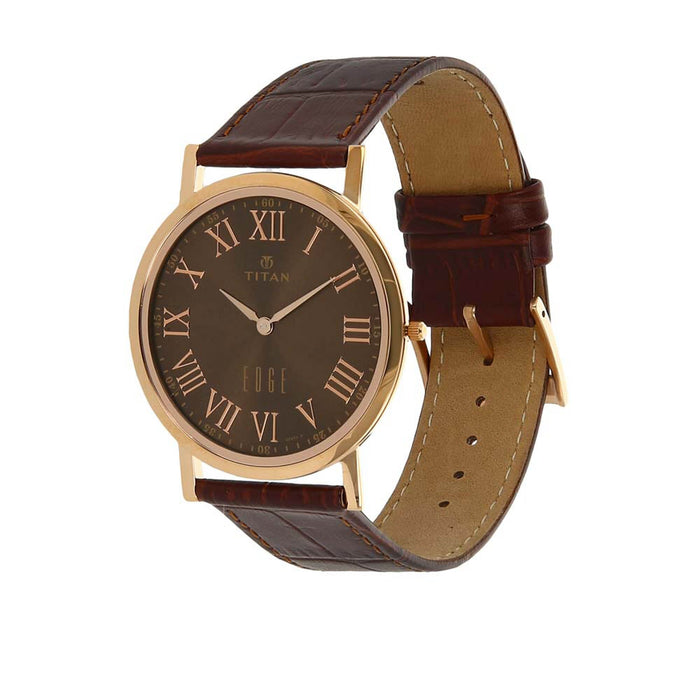 Titan Brown Dial Leather Strap Watch 1595WL03