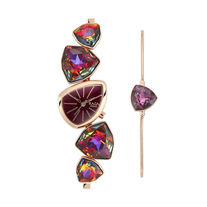 Titan Crystal by Raga I Am Maroon Dial Analog Watch for Women 95095WM02