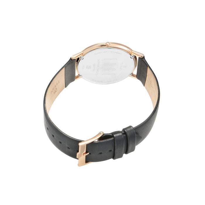 Titan Edge Anthracite Dial Leather Strap Watch 1595WL09