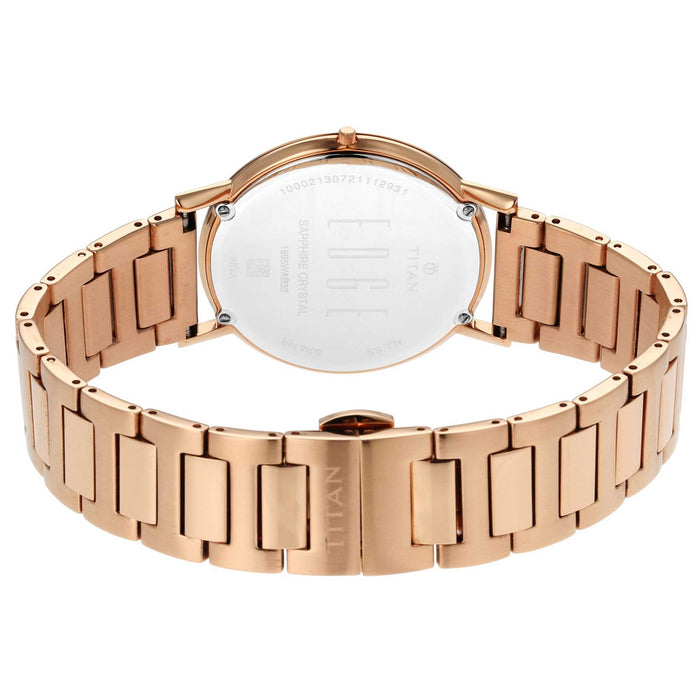 Titan Edge Anthracite Dial Rose Gold Strap Watch 1595WM01