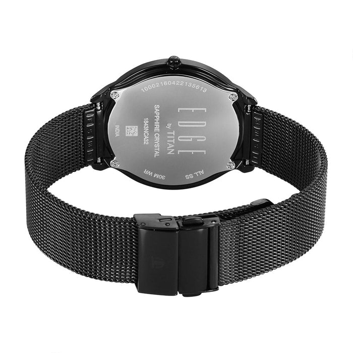 Titan Edge Baseline Black Dial Stainless Steel Strap Watch 1843NM02