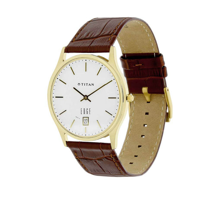 Titan Edge Leather Strap Analog with Date 1683YL01