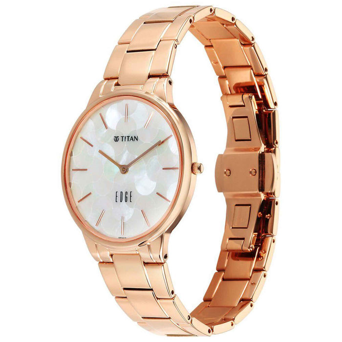 Titan Edge Metal Ladies Allure Quartz Analog Rich Mother Of Pearl Dial Stainless Steel Strap Watch For Women 2734WM02
