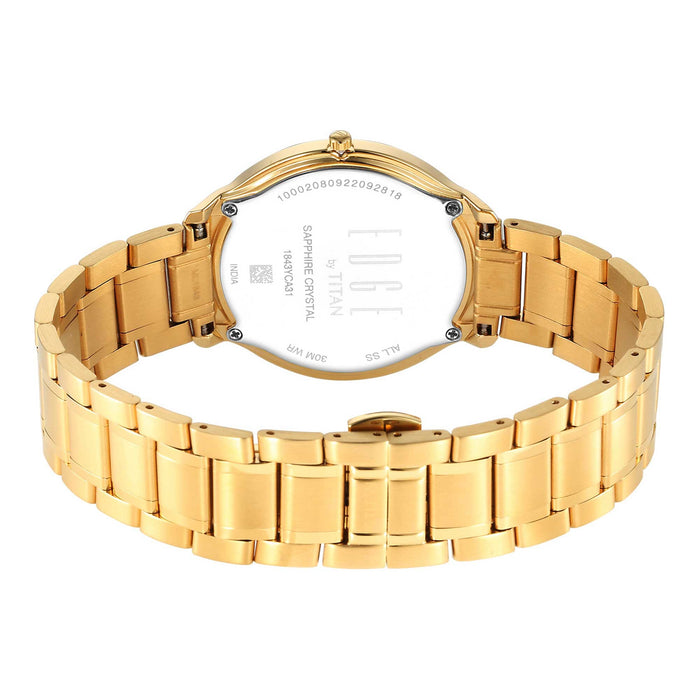Titan Edge Metal Yellow Dial Stainless Steel Strap Watch for Men 1843YM02