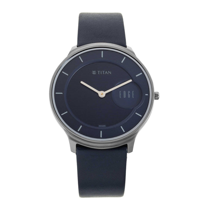 Titan Edge Watch with Blue Dial in Anthracite Case 1843QL01