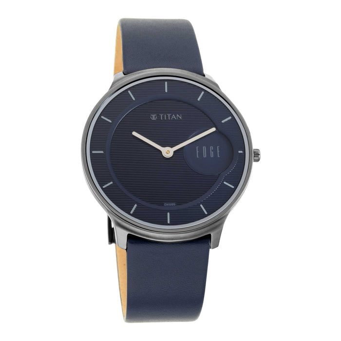 Titan Edge Watch with Blue Dial in Anthracite Case 1843QL01