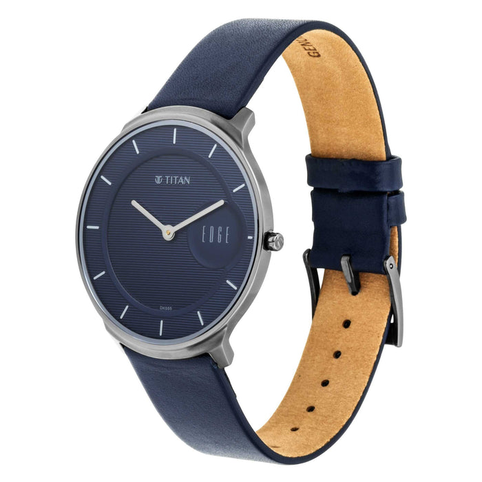 Titan Edge Watch with Blue Dial in Anthracite Case 1843QL01