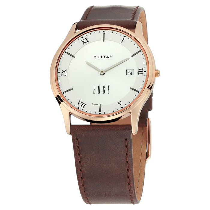 Titan Edge White Dial Analog Watch with Date Function for Unisex 1683WL02