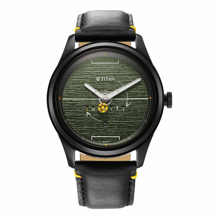 Titan Football Green Dial Leather Strap Watch 1805NL04